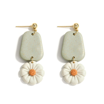 AENSOA Multiple Fashion Handmade Polymer Clay Earrings Multicolor Geometric Round Circle Flowers Drop Pendant Layered Earrings daiiibabyyy